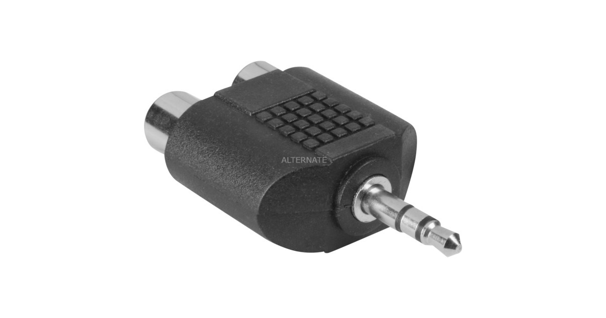 goobayAdapter 3,5mm Jack > 2x Tulp  (Zwart, Stereo)