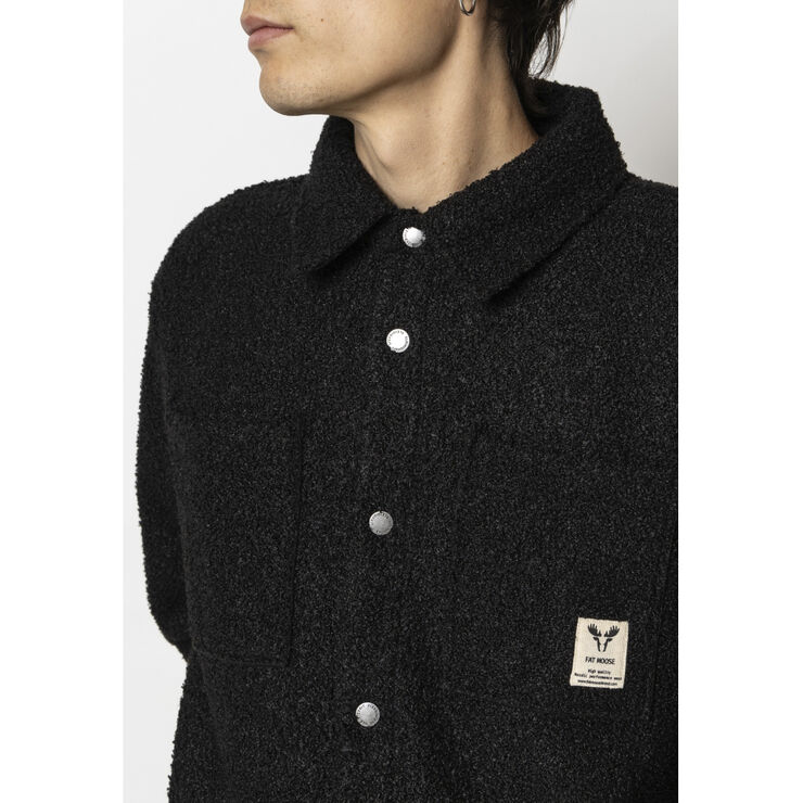 Fat Moose Ace boucle overshirt Black