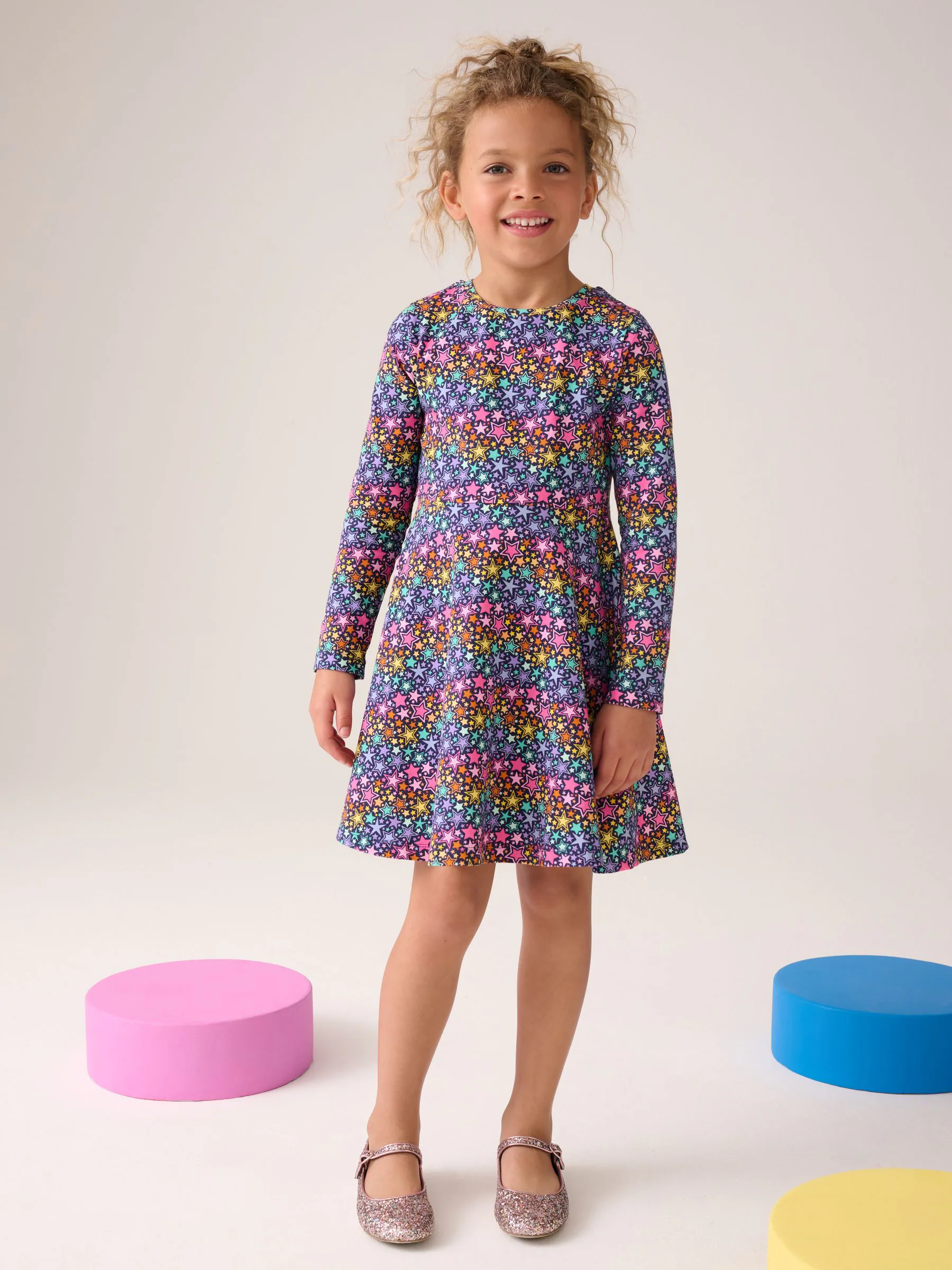 Marineblauw - Little Bird by Jools Oliver Skater-jurk met lange mouwen