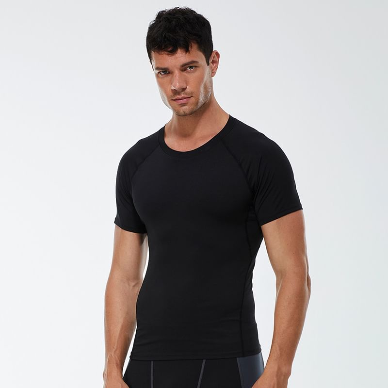 FoxFlair - Effen sporttop met korte mouwen en ronde hals
