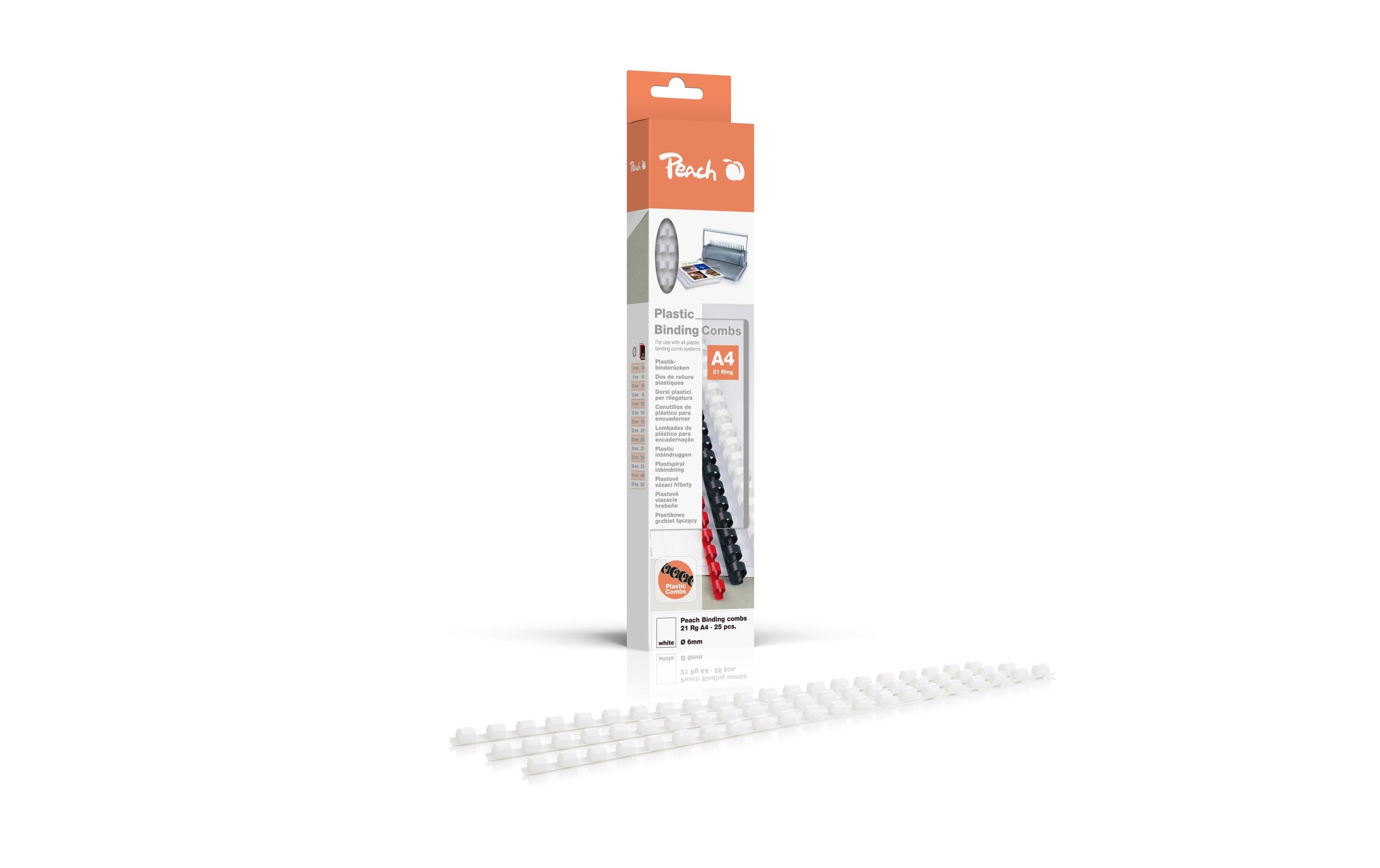 Binderücken 6 mm Weiss, 25 StückBinderücken 6 mm, für 25 Blatt A4, weiss, 25 Stück