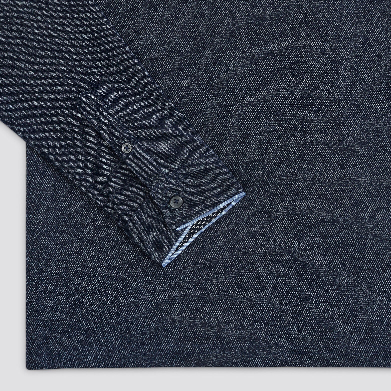 Polo manches longues maille piquée moulinée col ox Bleu foncé