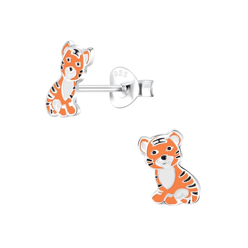 Boucles d'oreilles enfant Tigre en argent 925