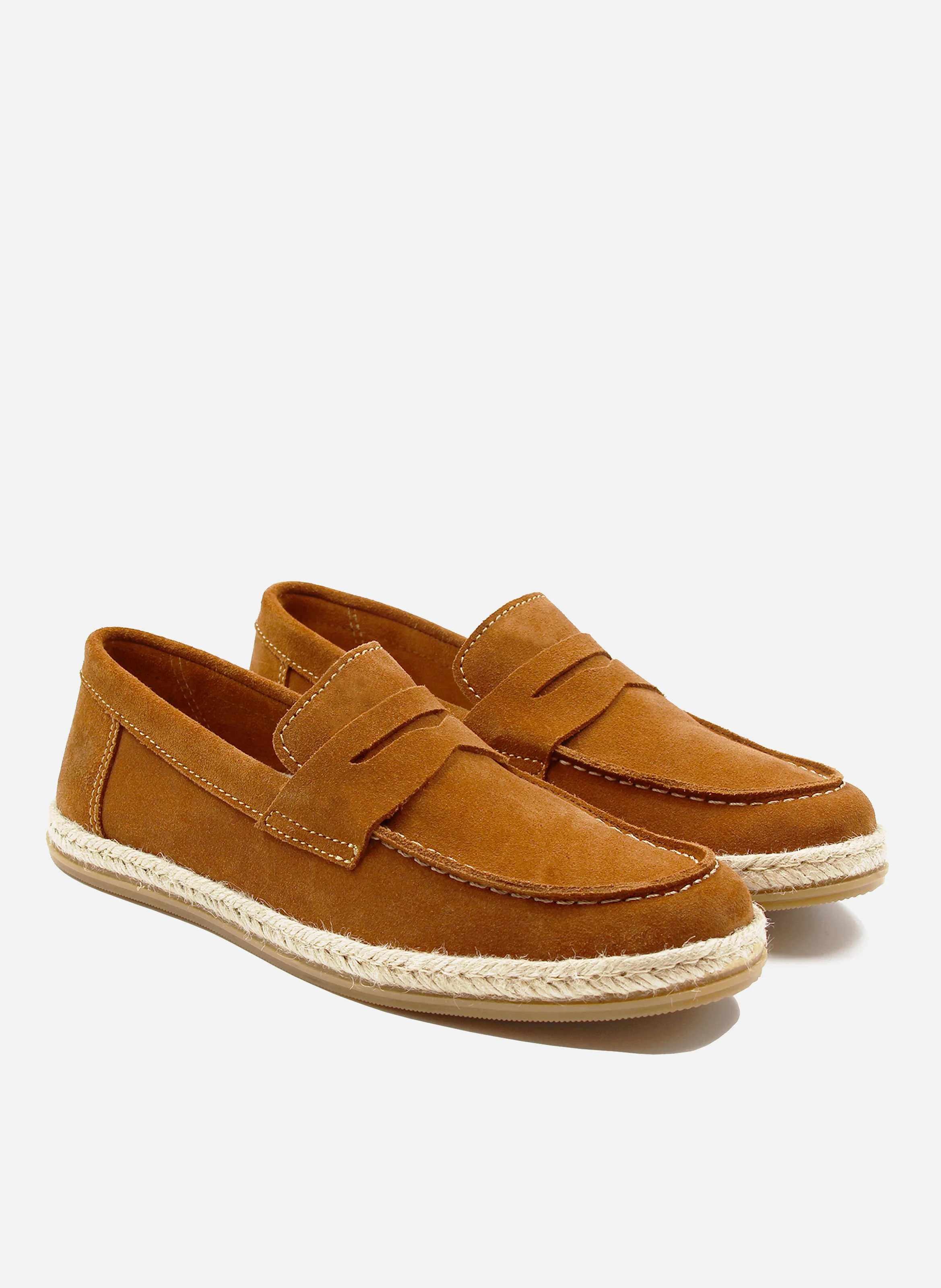 Mocassins espadrille cuir daim | Marron