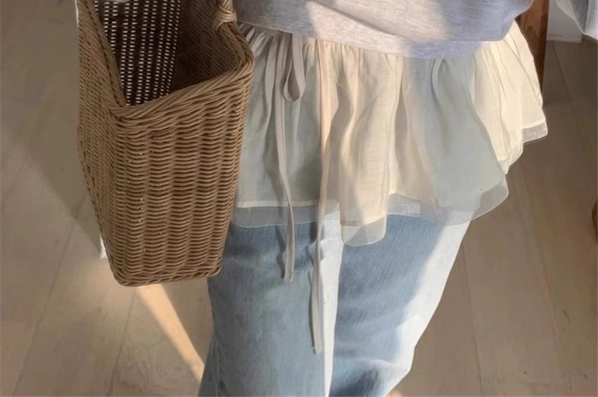 Kilopi - Hoge taille effen mini-overlayrok