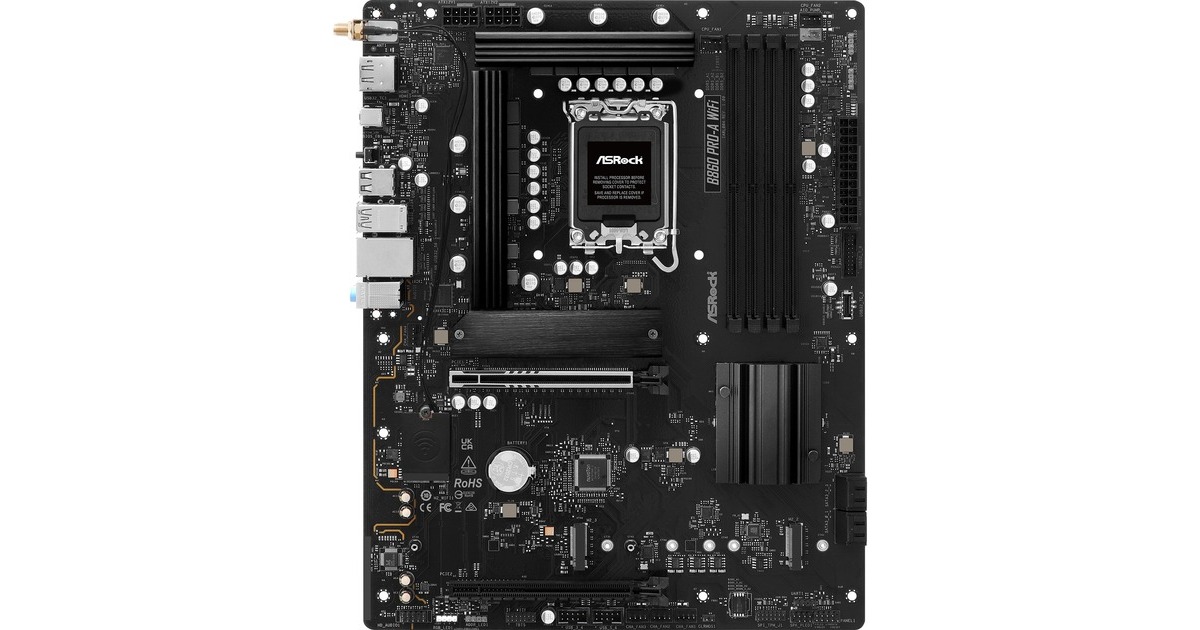 ASRockB860 Pro-A WiFi socket 1851 moederbord  (RAID, 2.5 Gb-LAN, Wi-Fi, BT, Sound, ATX)