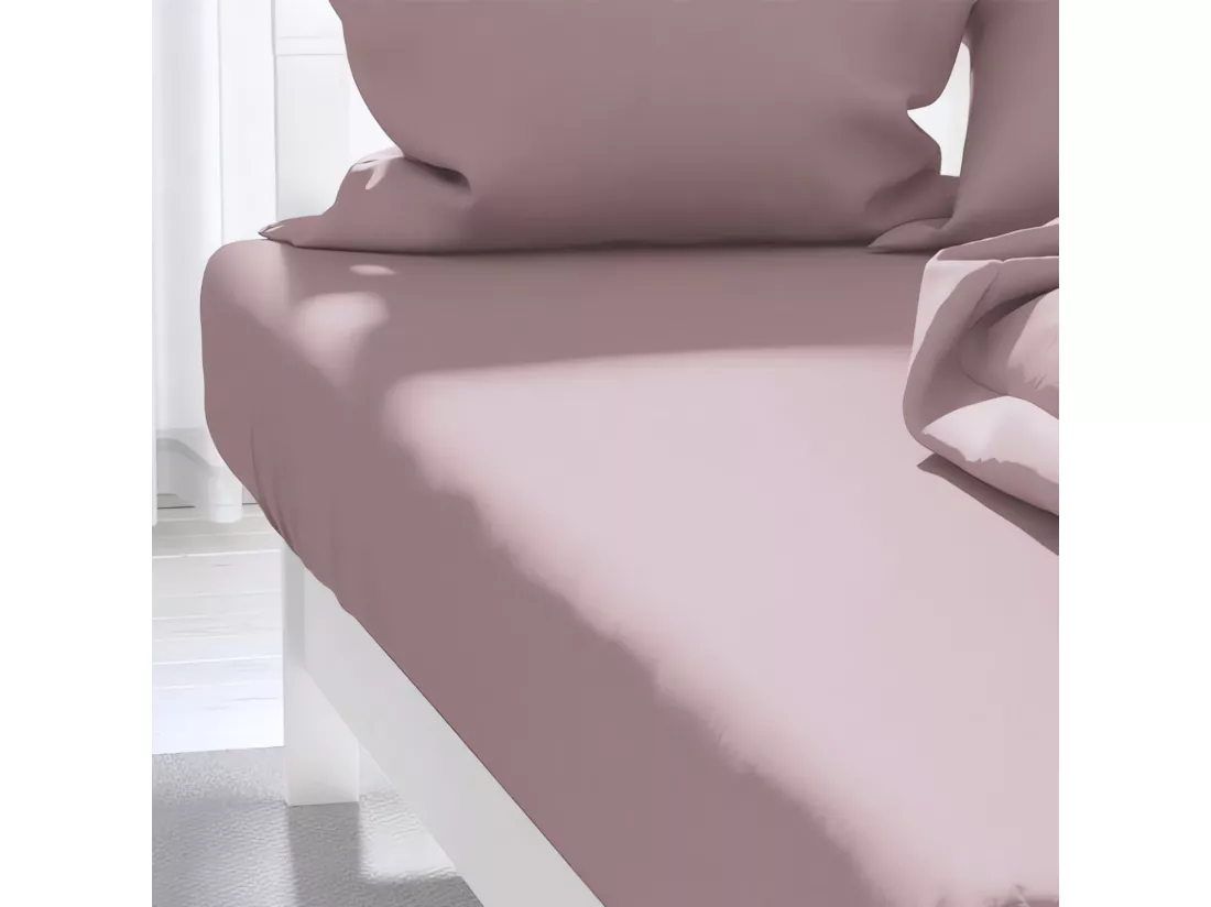Drap housse uni 140x190 cm ZZZ rose