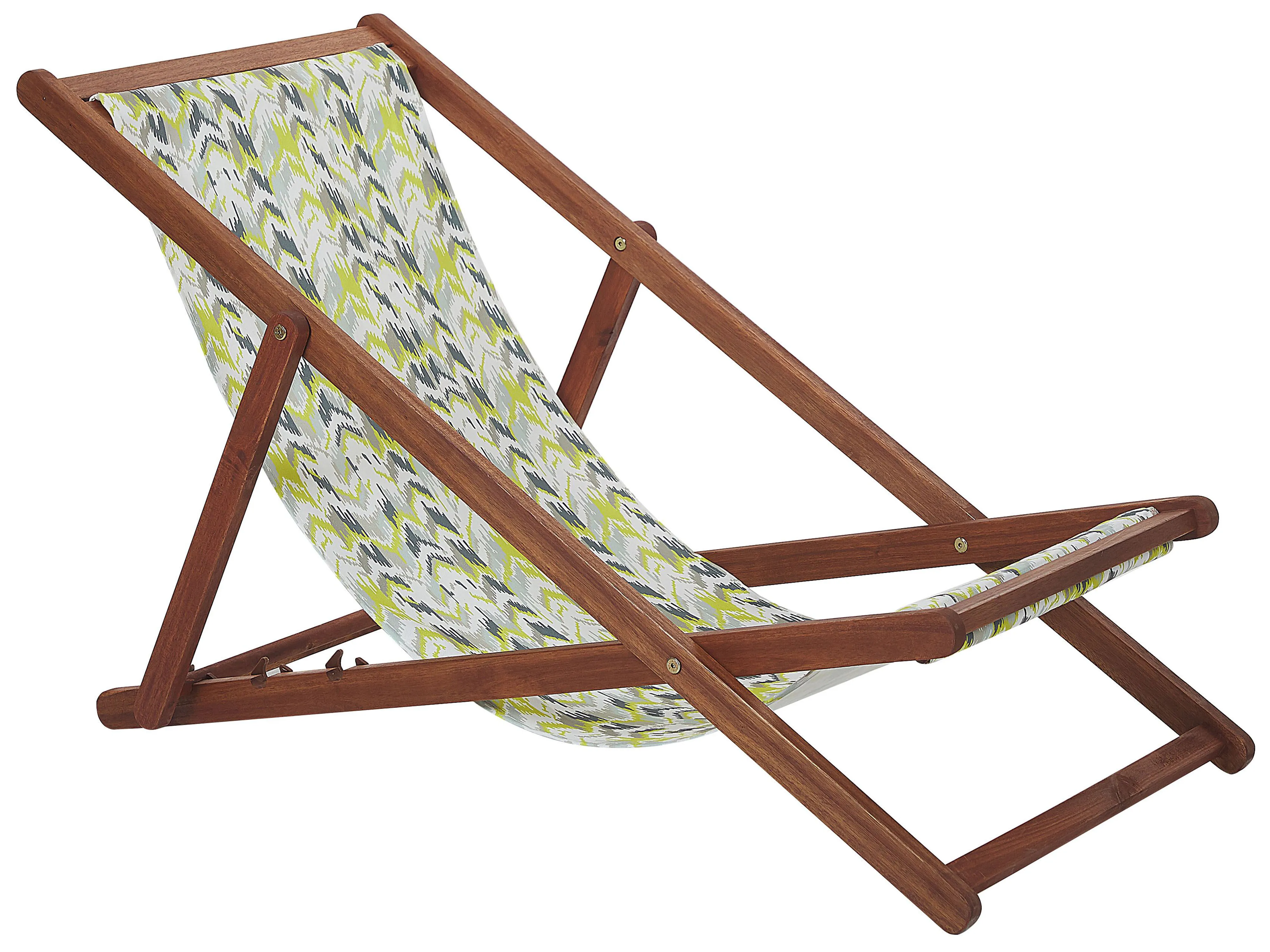 Set van 2 inklapbare ligstoelen ANZIO met vervangingshoezen Abstract motief Acaciahout Donkerbruin