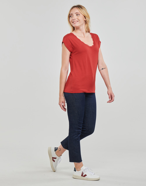 Only - ONLMOSTER S/S LACE V-NECK TOP CS JRS - Bordeaux