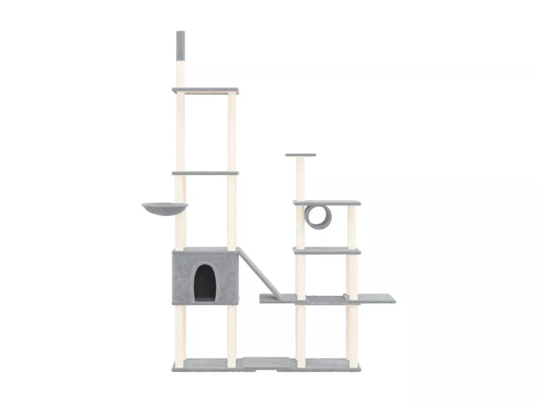 Arbre à chat avec griffoirs en sisal Gris clair 279 cm