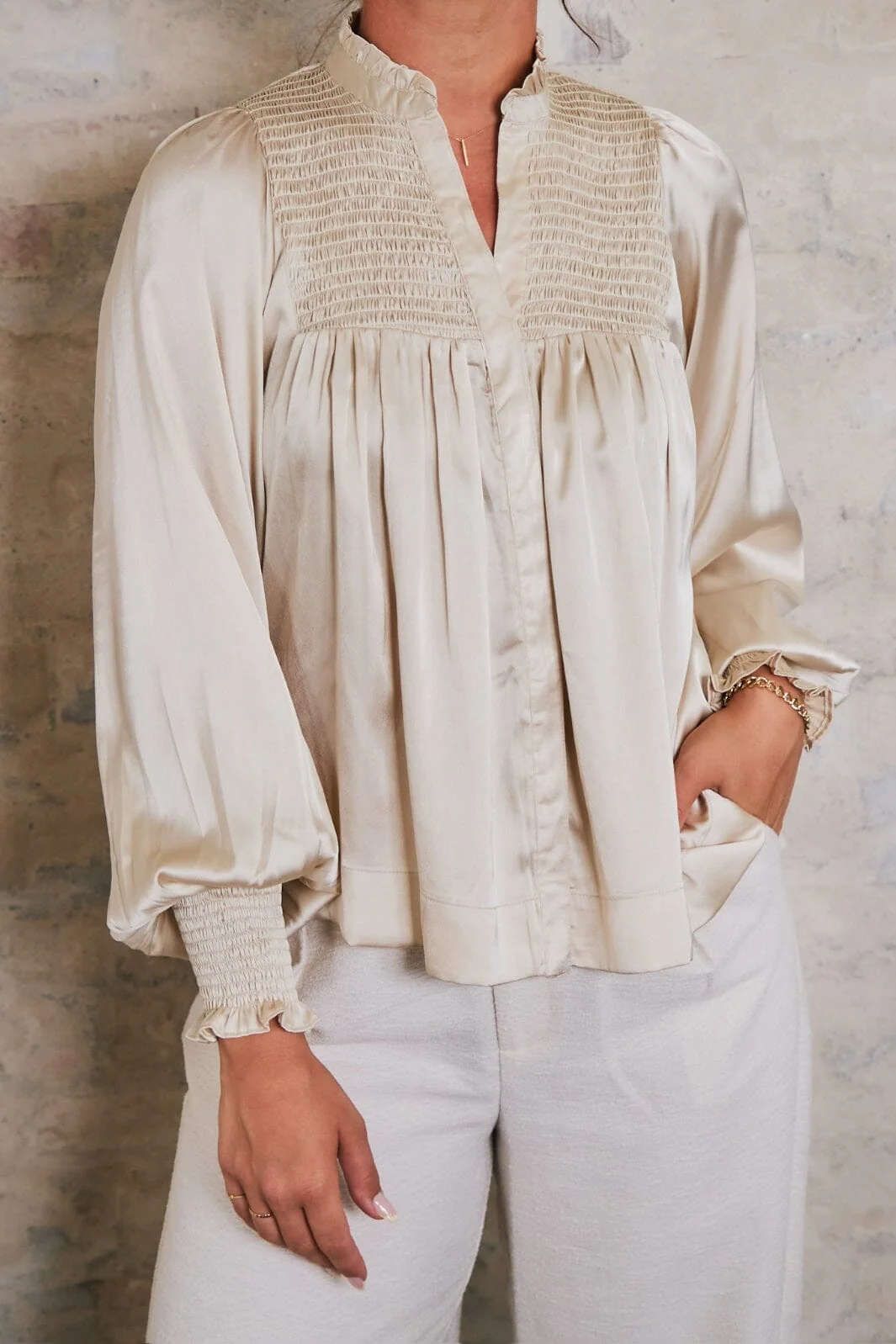 Neo Noir Jill Smooth Satin Blouse