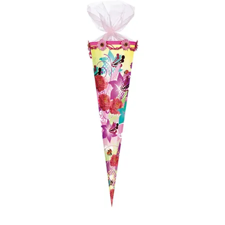 Nestler Schultüte Flowers Special mit Organzaverschluss, rund, 70cm