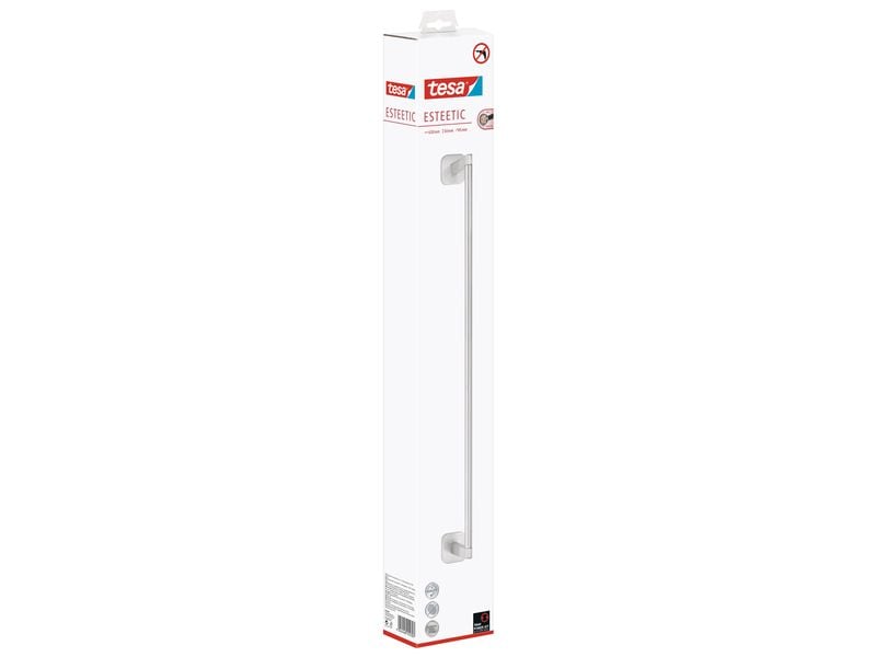tesa Esteetic Handtuchstange Silber Handtuchhalter zur Wandbefestigung ohne Bohren