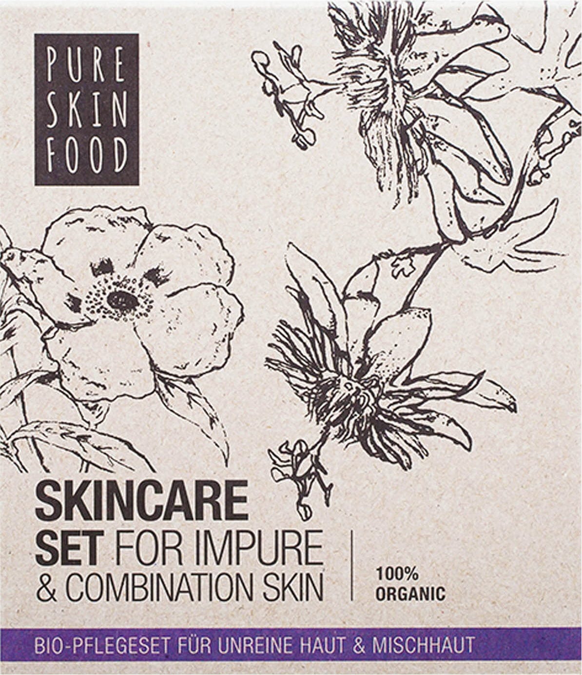 PURE SKIN FOOD  Organic Skincare Set For Impure & Combination Skin
