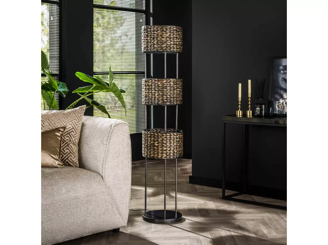 Lampe sur pied en jacinthe d'eau 3 abat-jour TASMANIE