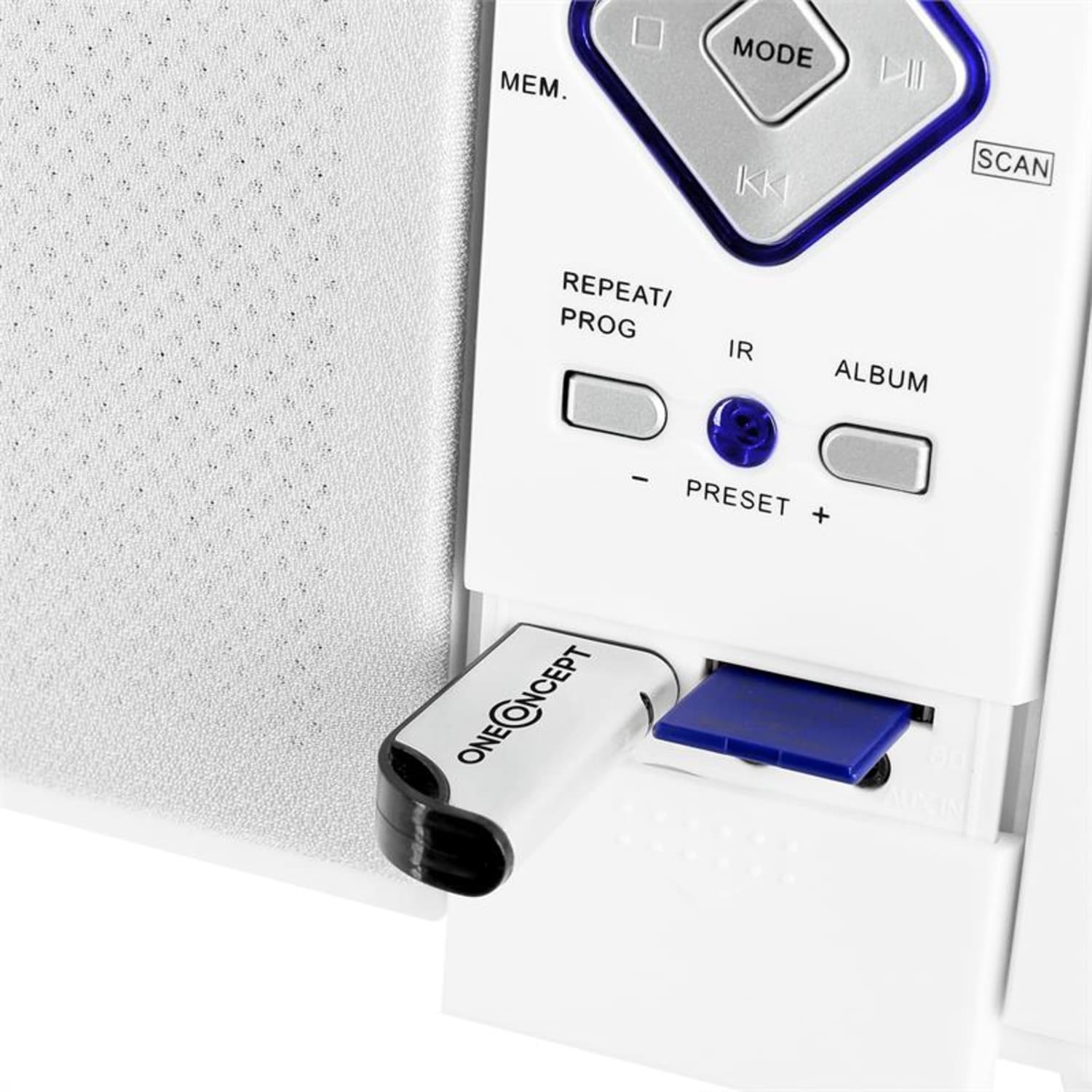 V-12-BT Bluetooth-Stereoanlage USB SD CD MP3 AUX UKW weiß Weiß