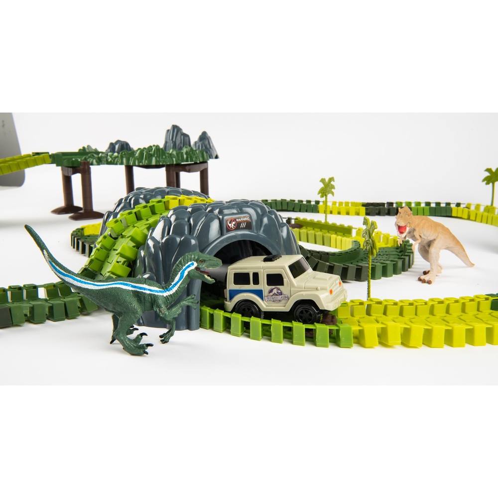 Jurassic World Dinosaurier-Rennbahn-Set und 3 Dinosaurierfiguren