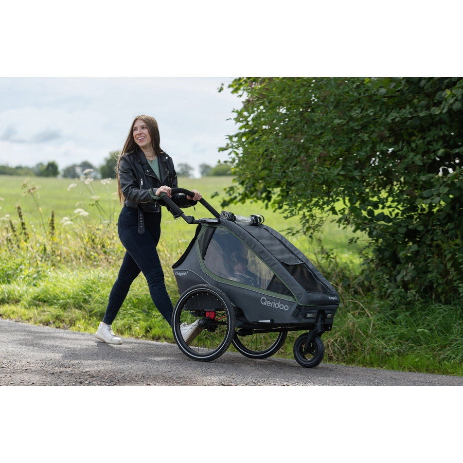 Qeridoo® Kinderfahrradanhänger Kidgoo1 Ivy Green Kollektion 2023