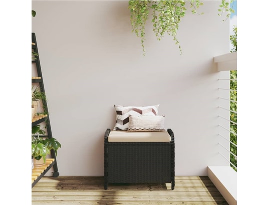 VIDAXL - Pouf Tabouret de jardin avec coussin noir 58x46x46 cm résine tres...