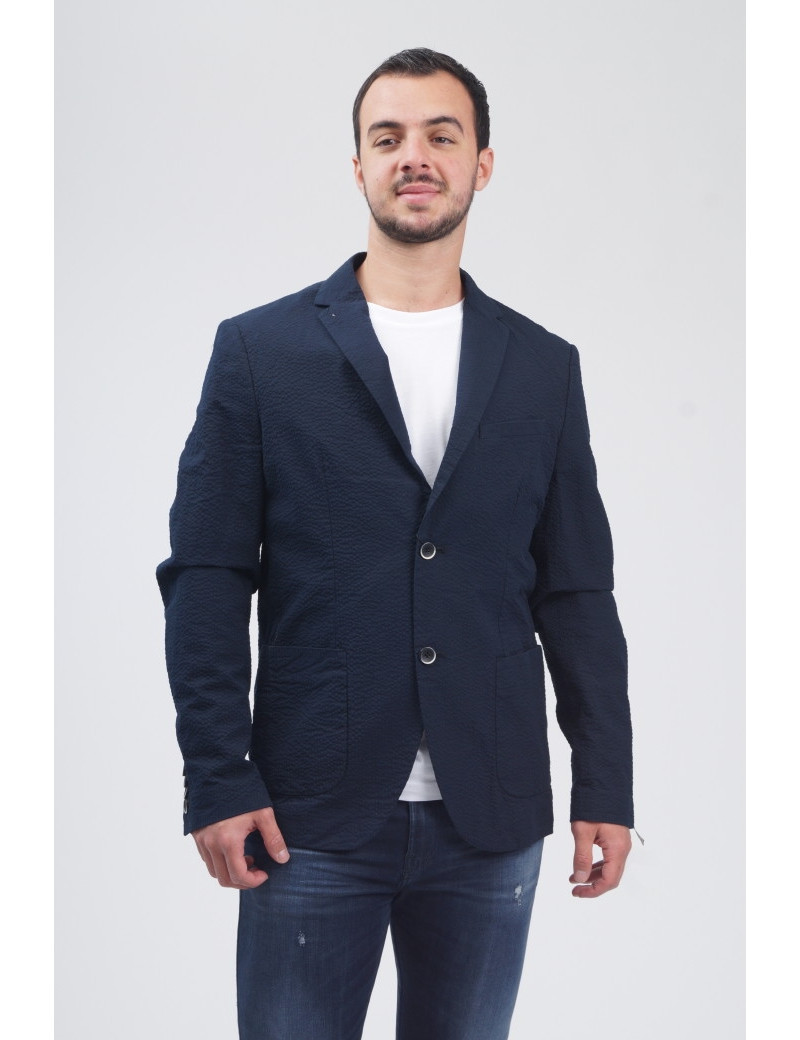 SISLEY VESTE BLAZER GAUFRÉE MARINE