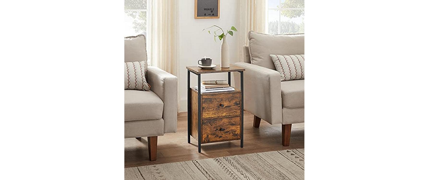 VASAGLE Nachttisch »38 x 28 x 60 cm, Braun/Schwarz«
