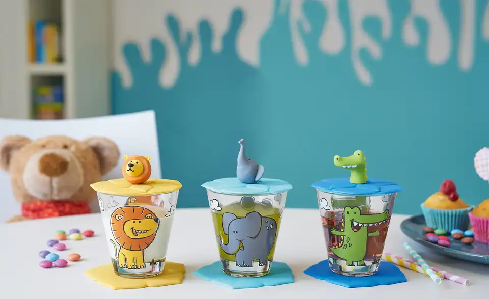 LEONARDO Kinder Trink - Set 9-tlg. Löwe / Krokodil / Elefant Bambini Löwe / Krokodil / Elefant