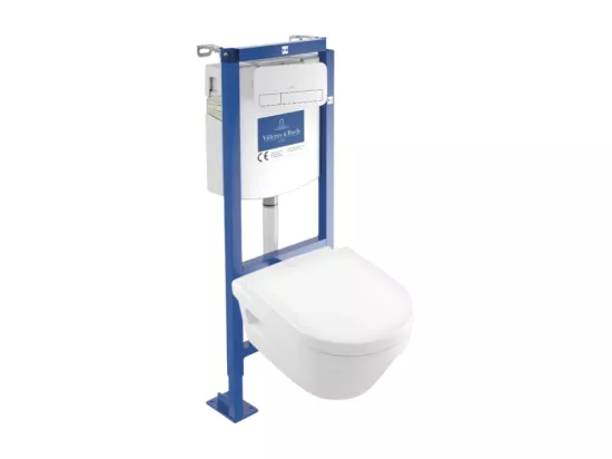 Pack WC suspendu sans bride VILLEROY ET BOCH Architectura 37 x 53 + abattant + plaque blanche + bâti