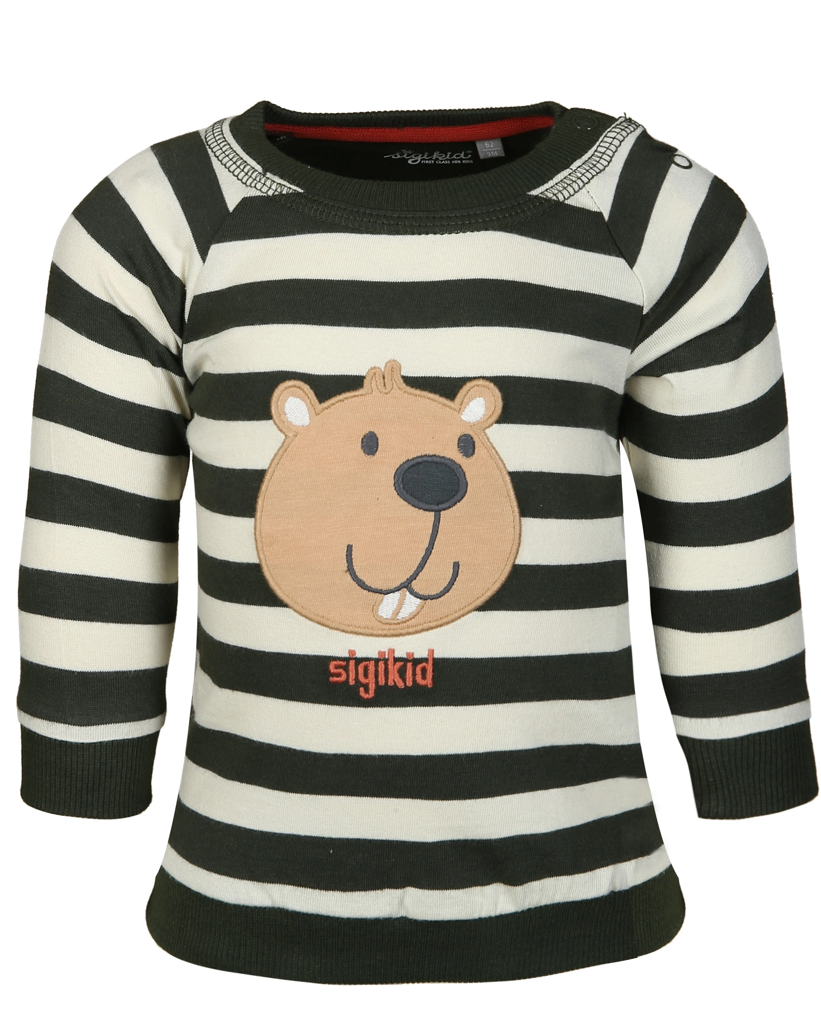 Jersey-Pullover BABY BIBER gestreift in beige/grün