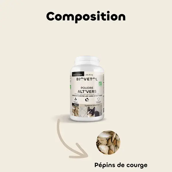 Biovetol - Alimentaire Bien-Être - Poudre Alt'vers Petit Chien Bio <20kg - 30g