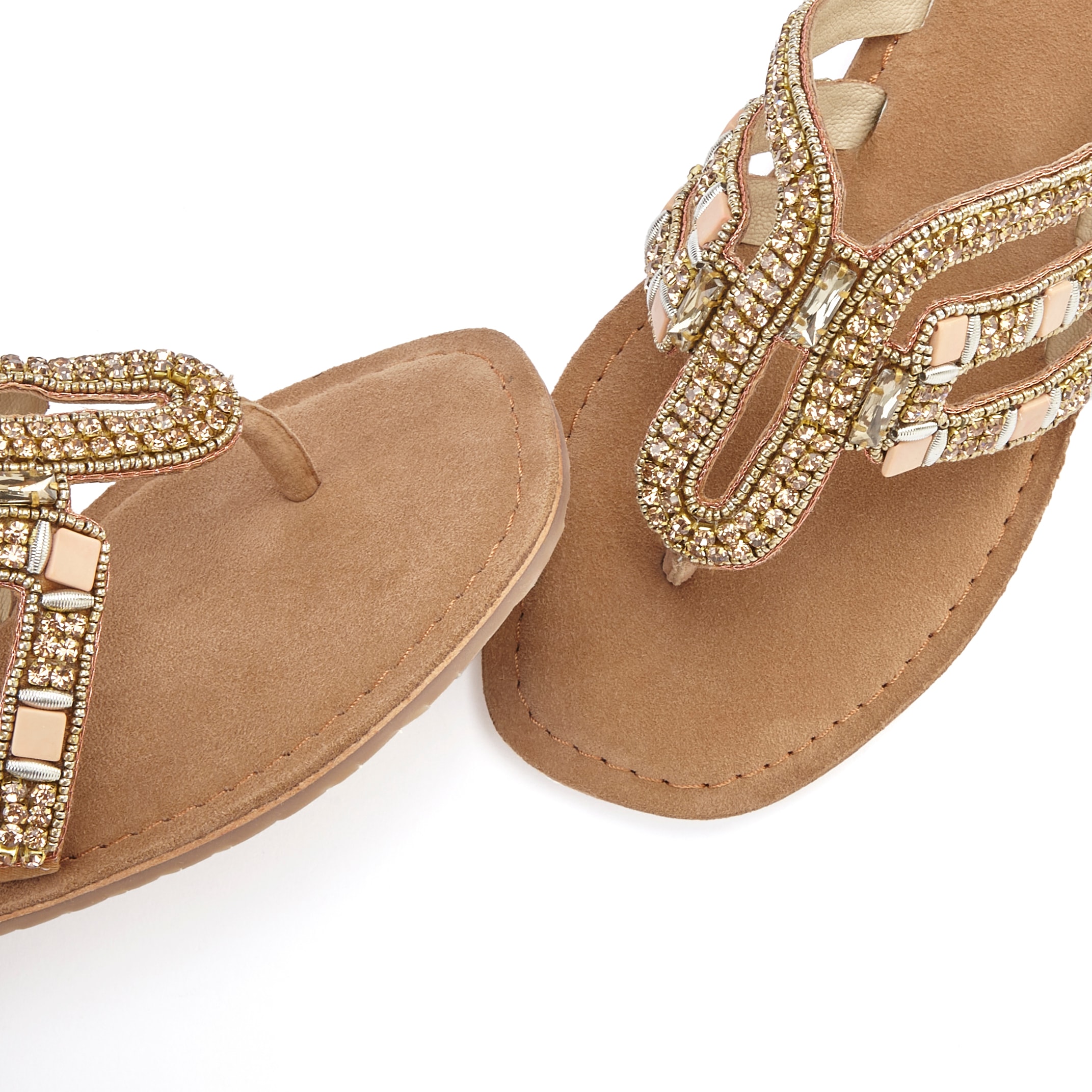 Vivance Zehentrenner  Sandale, Pantolette aus Leder mit Schmucksteinchen