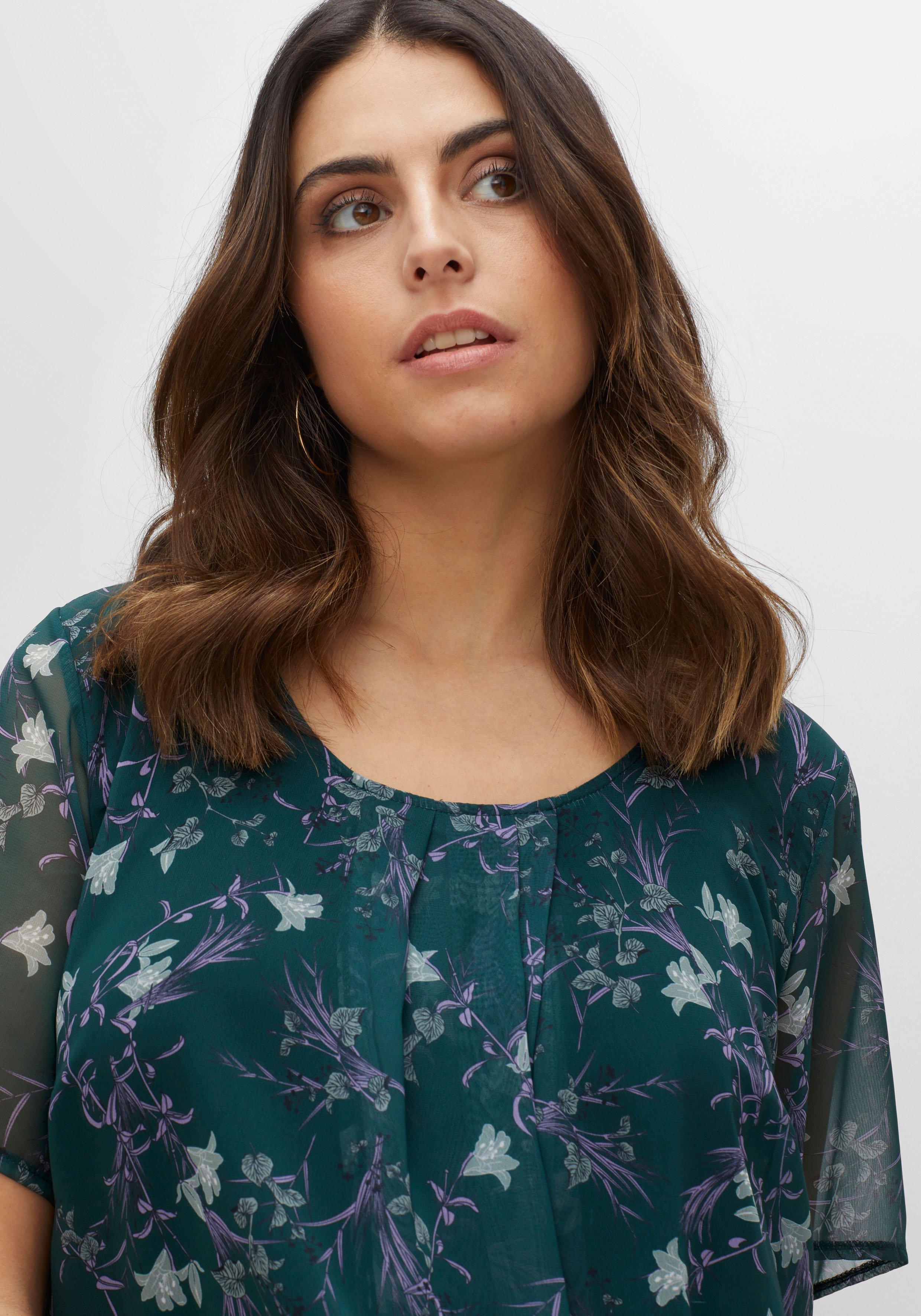 Shirt aus Chiffon mit Alloverdruck und Falten von