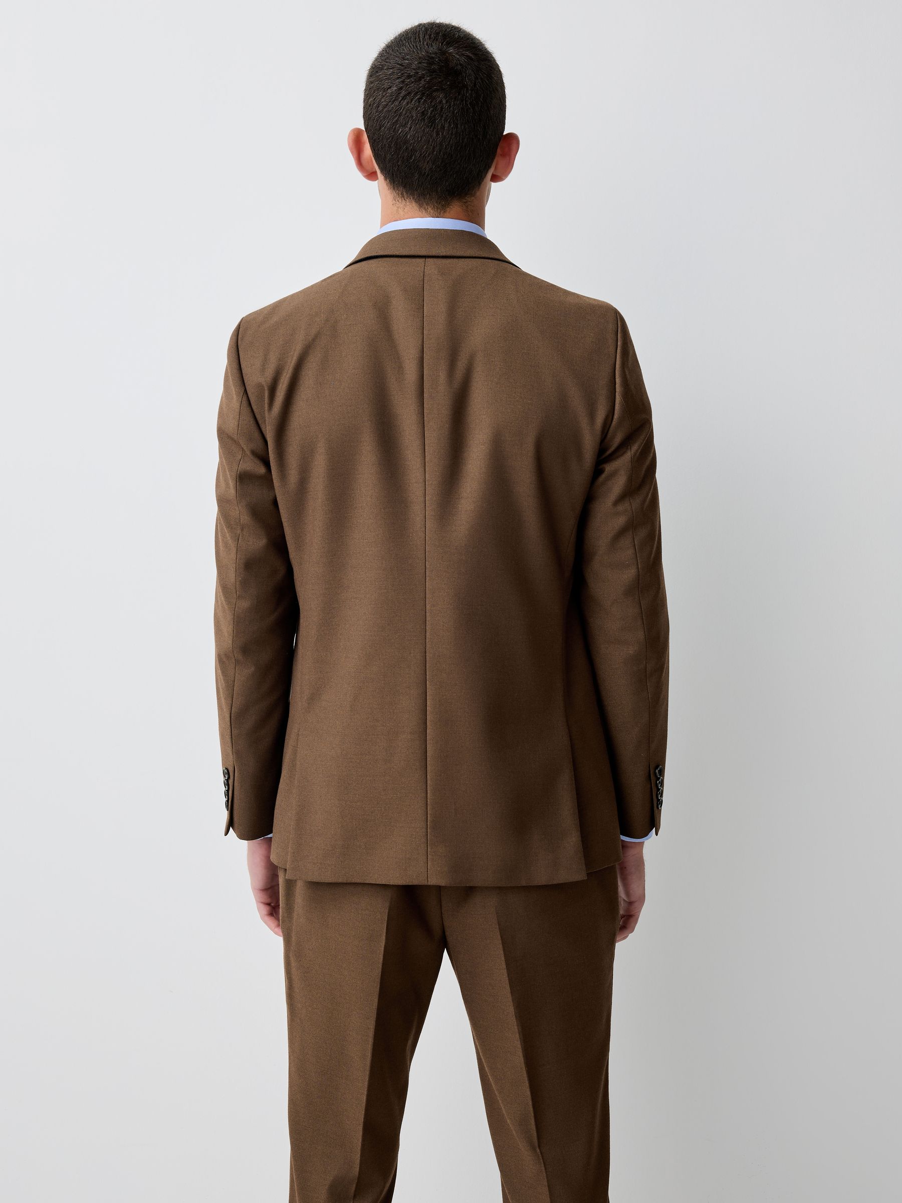 Bruin - Slim-fit flanellen colbert