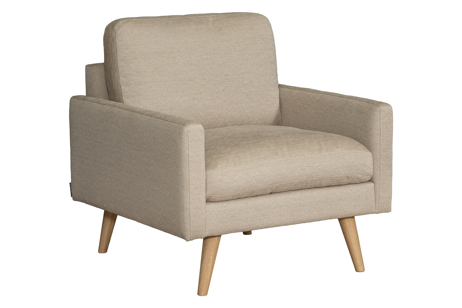 Villa Lenestol Tekstil Nicole 1/18 Beige. Skrå ben eik natur. Arm 23. Soft/Soft