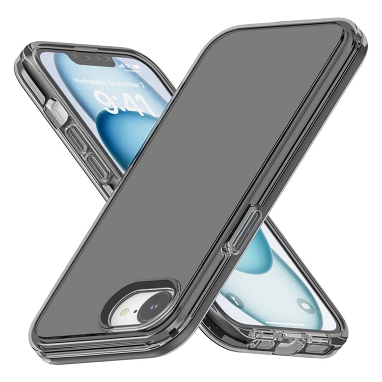 iPhone 16e Hybrid Hardcase Hülle mit TPU Bumper - Grau / Transparent