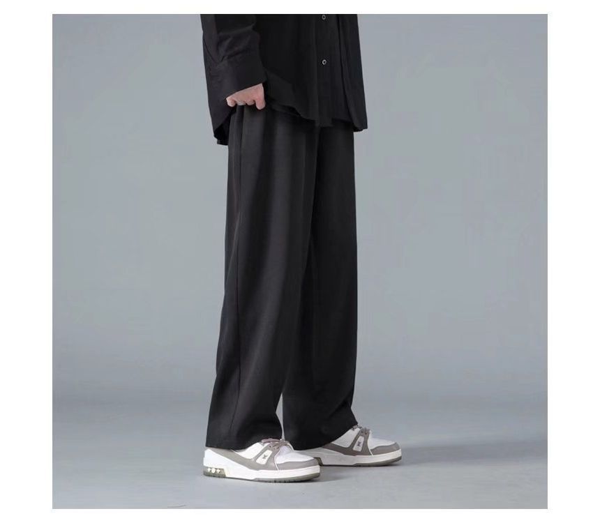 Acrius - Mid Rise Plain Wide Leg Broek