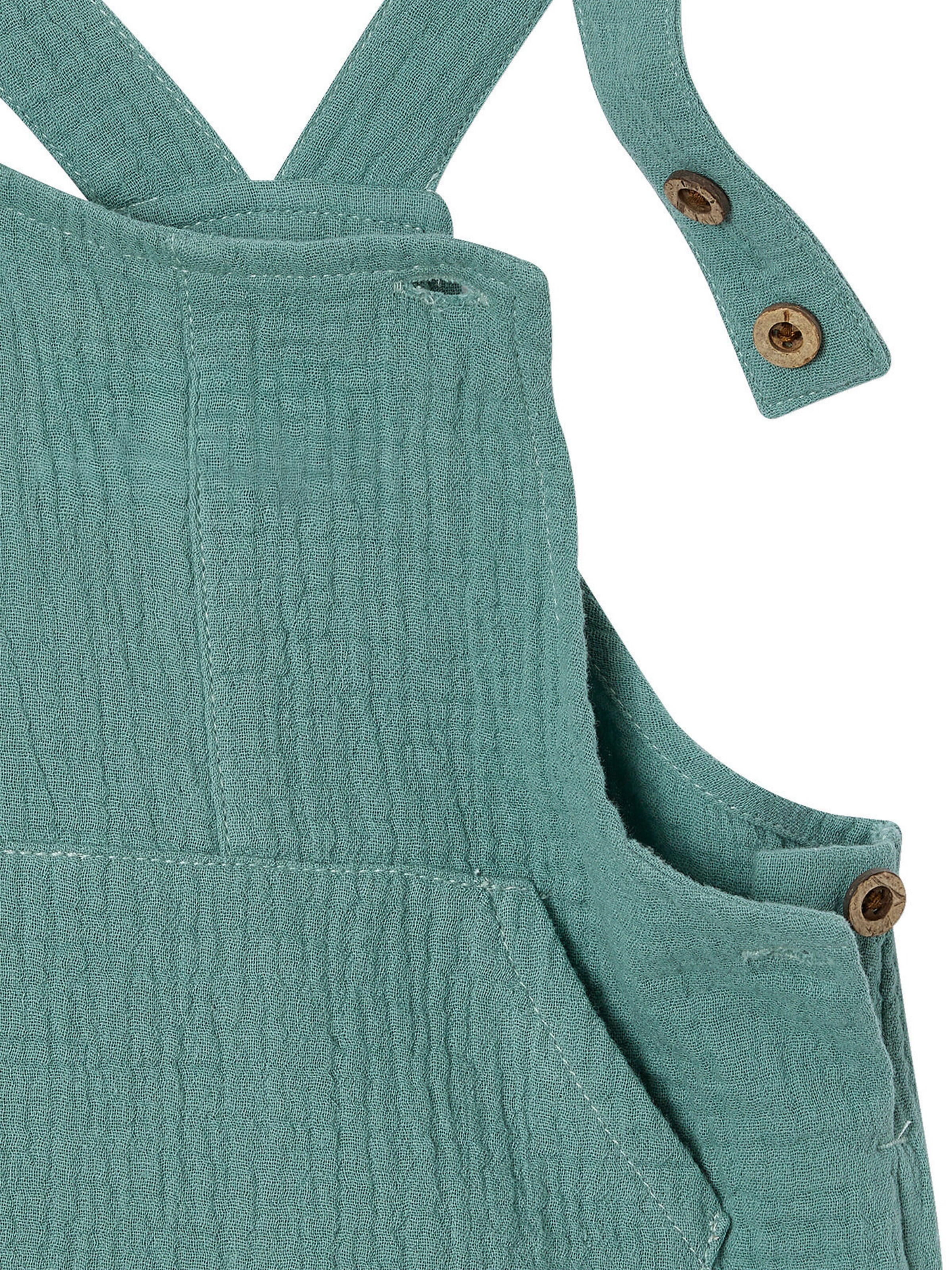Vertbaudet Baby-Set: T-Shirt mit Streifen und Latzshorts smaragdgrün