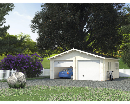 Dubbele garage Palmako Roger, 28,4 m², met sectionaaldeuren 575 x 510 cm, dompelgegrond