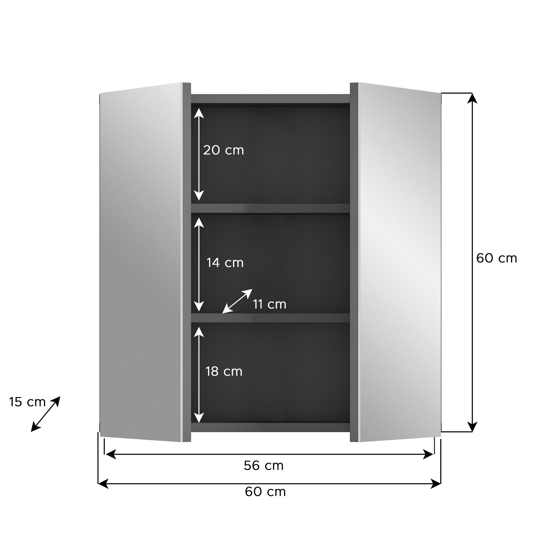 Bad-Spiegelschrank SOFT grau