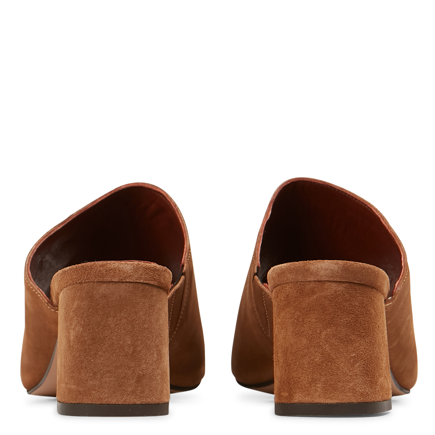 HORIZON 55 - Mules talons mi-hauts en cuir velours | Marron
