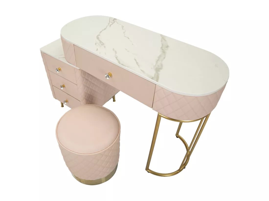 Coiffeuse en simili cuir avec pouf 120x40x76 cm