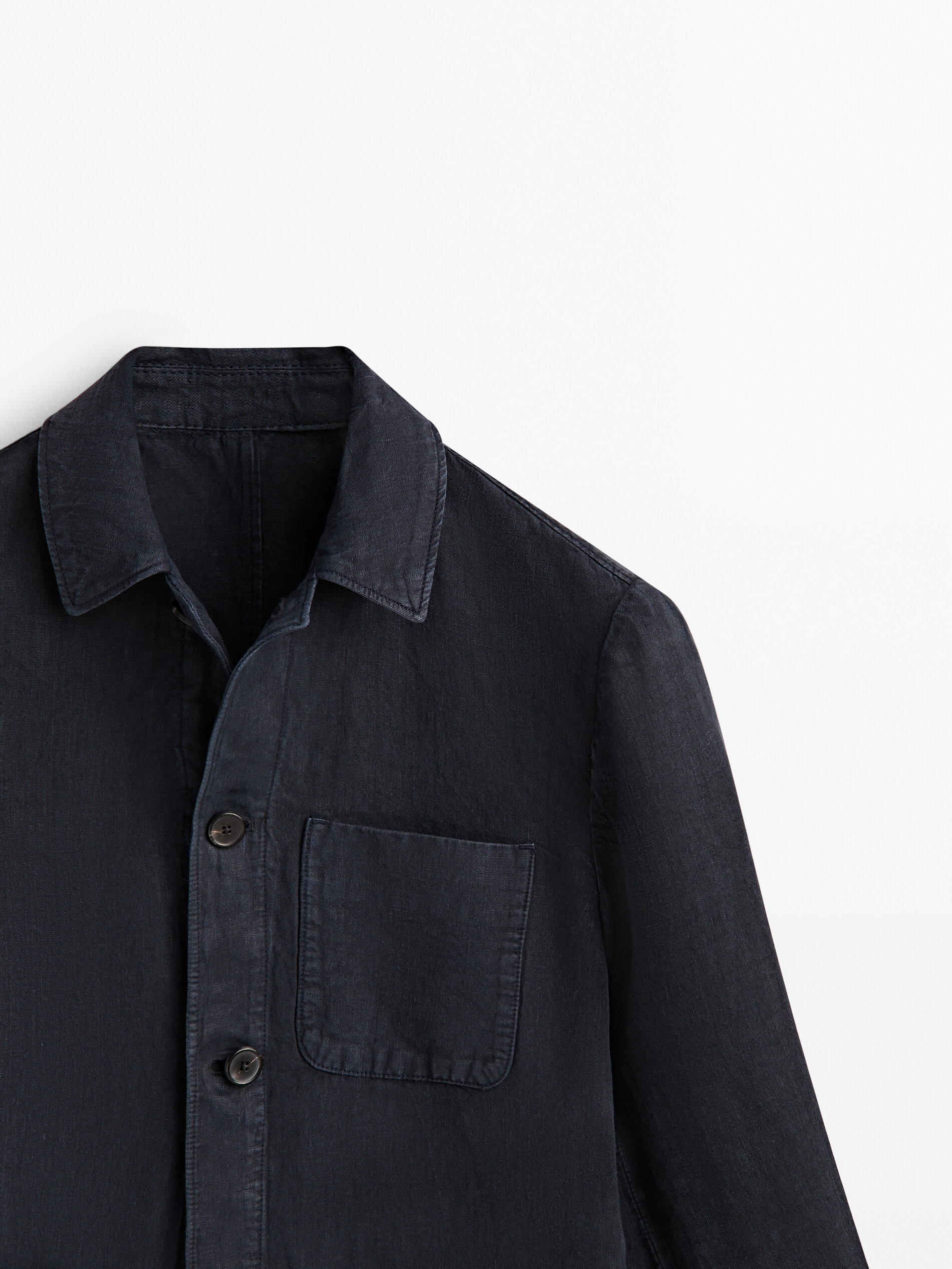 Conjunto de sobrecamisa de linho - AZUL MARINHO