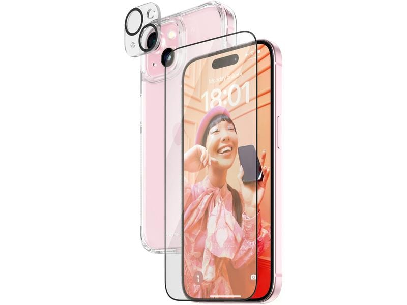 Panzerglass 3-in-1 Bundle iPhone 15 3-in-1 Set mit Bildschirmfolie, Schutzhülle und Kamera-Schutz für das Apple iPhone 15