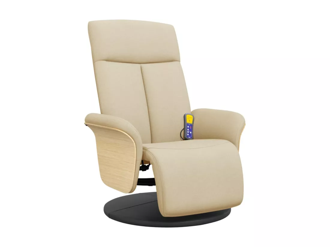 Fauteuil inclinable de massage avec repose-pieds crème tissu