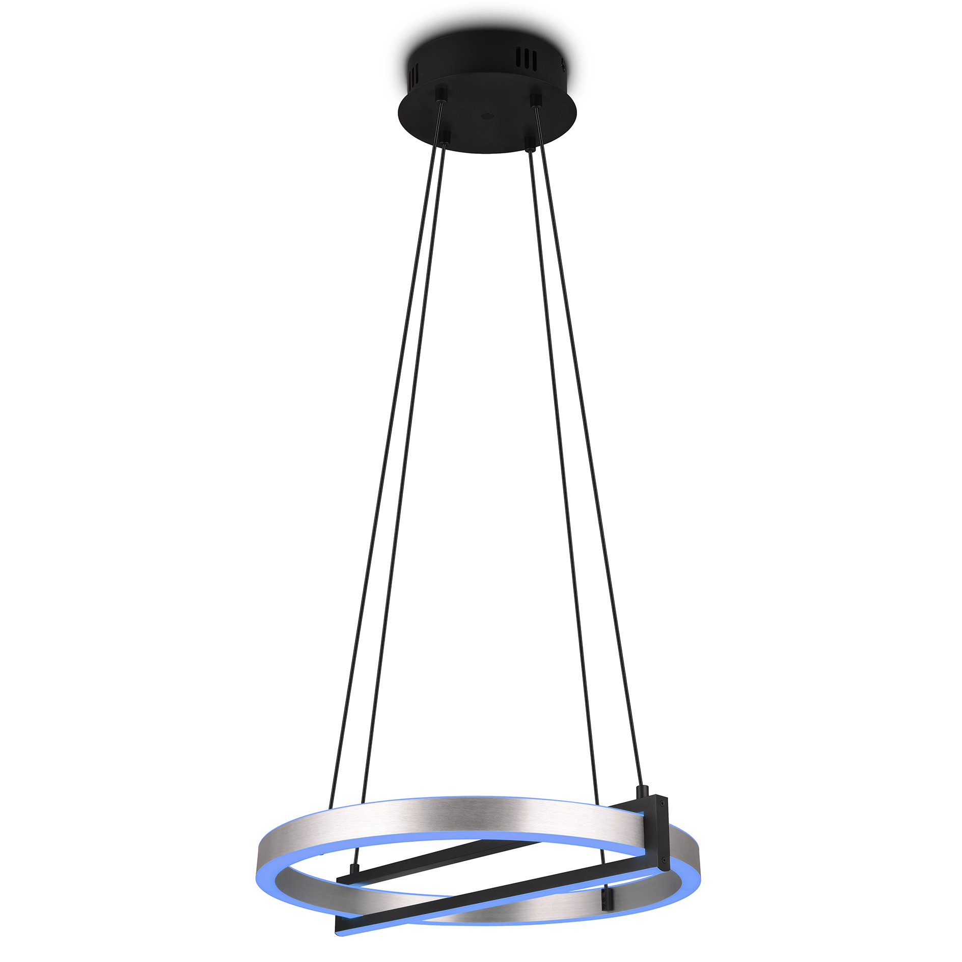 RGB-LED-Pendelleuchte - alufarben - schwarz matt - mit Fernbedienung