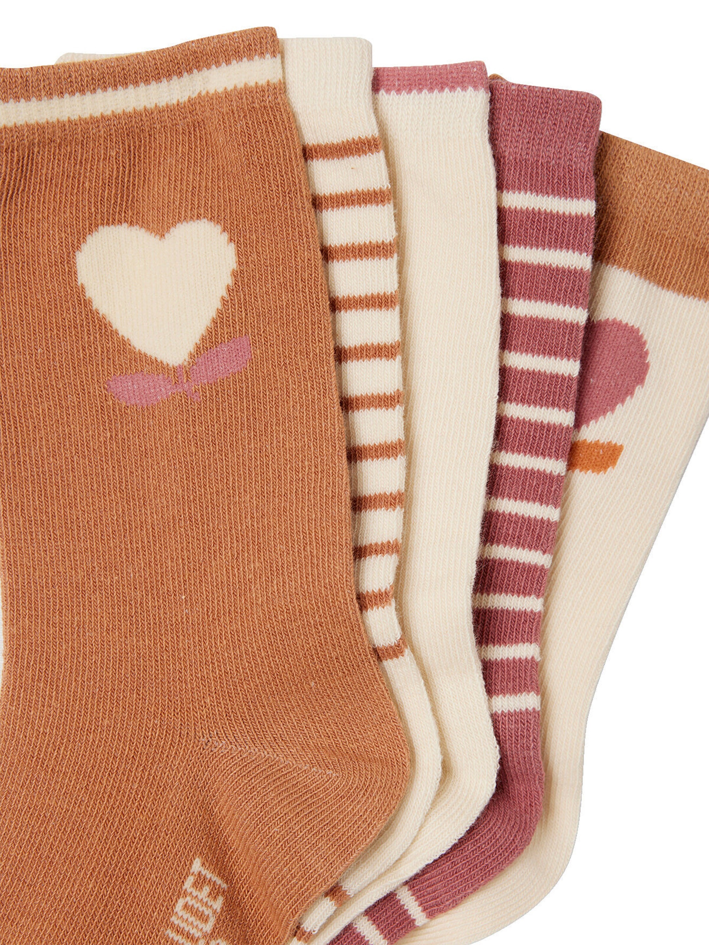 Vertbaudet 5er-Pack Mädchen Socken, Herzen beige