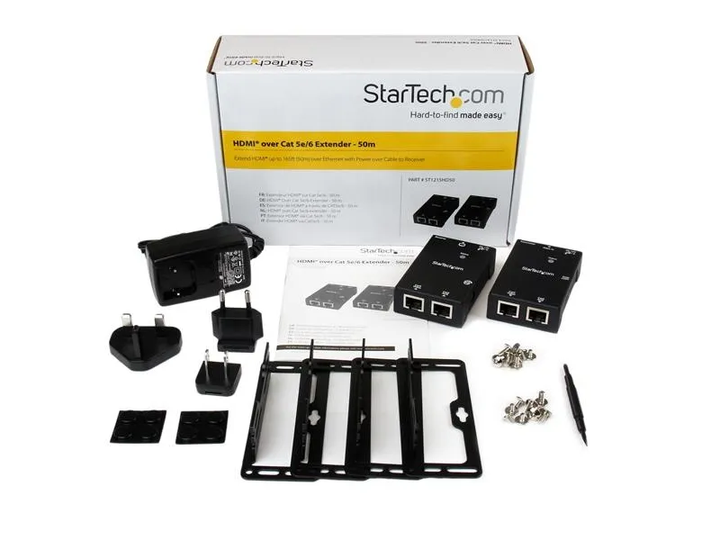 StarTech.com HDMI Over CAT5e / CAT6 Extender with Power Over Cable - 165 ft (50m) HDMI Video/Audio Over Dual Ethernet Cable Extender (ST121SHD50) - Video/audio ekspander - over CAT 5e/6 - op til 50 m - for P/N: ST128HDMI2, SVA12M2NEUA, SVA12M5NA, VID