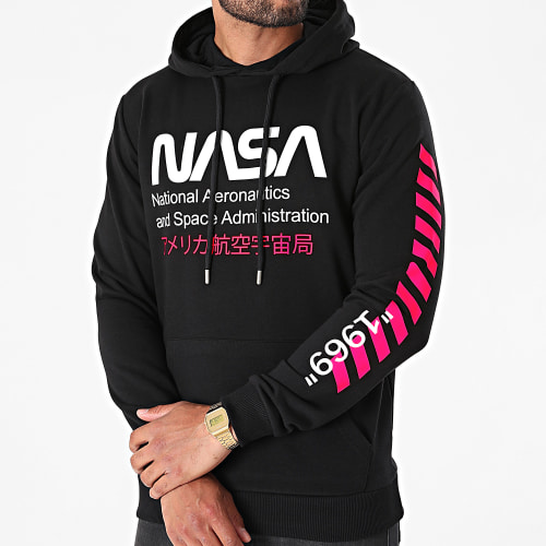 Sweat Capuche Admin 2 Noir Rose Fluo