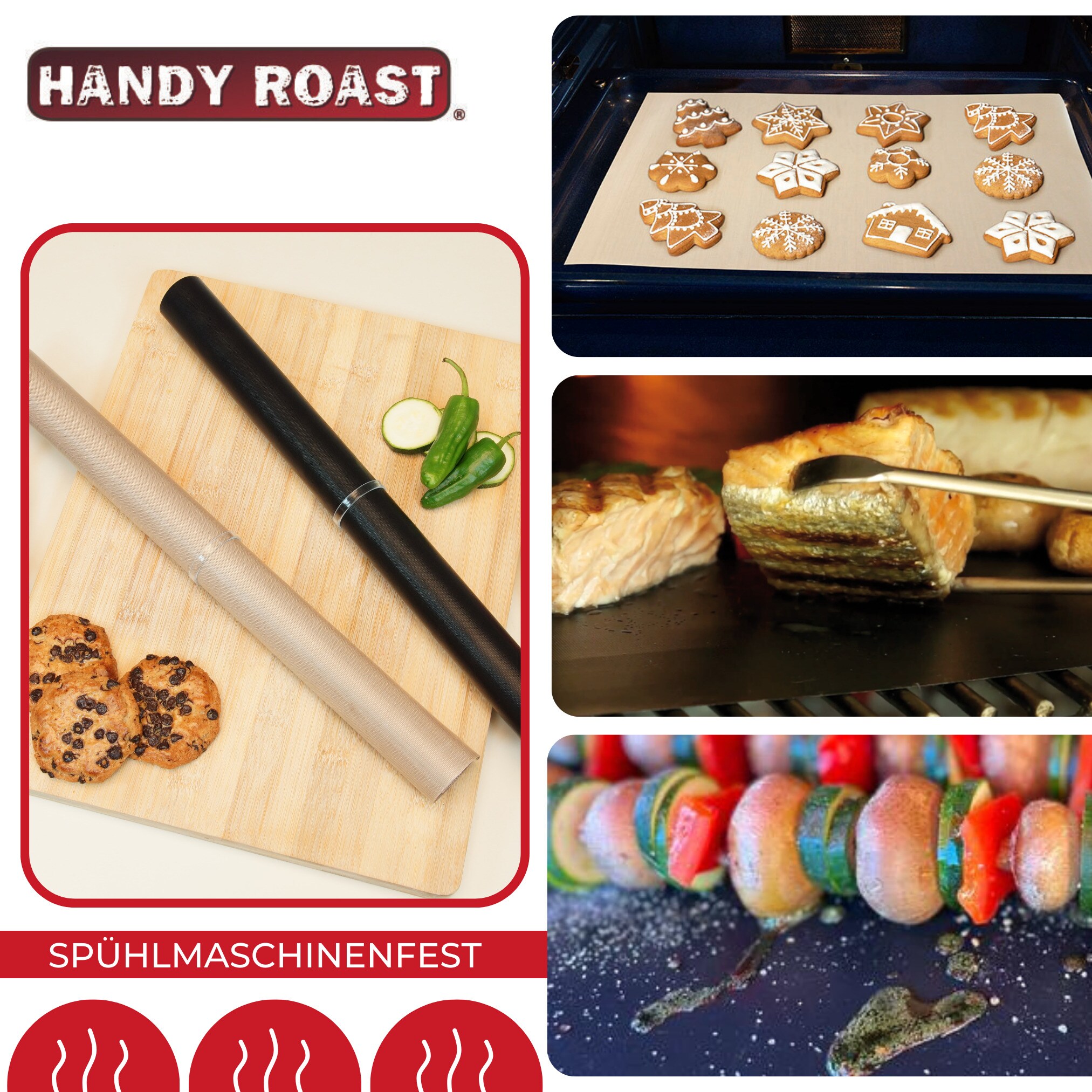 Best Direct® Set wiederverwendbare Backmatte und Grillmatte Handy Roast