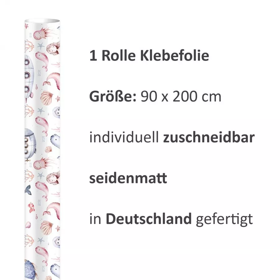 Nikima Klebefolie KF-15 selbstklebende Folie – Meerjungfrauen Klebefolie bunt