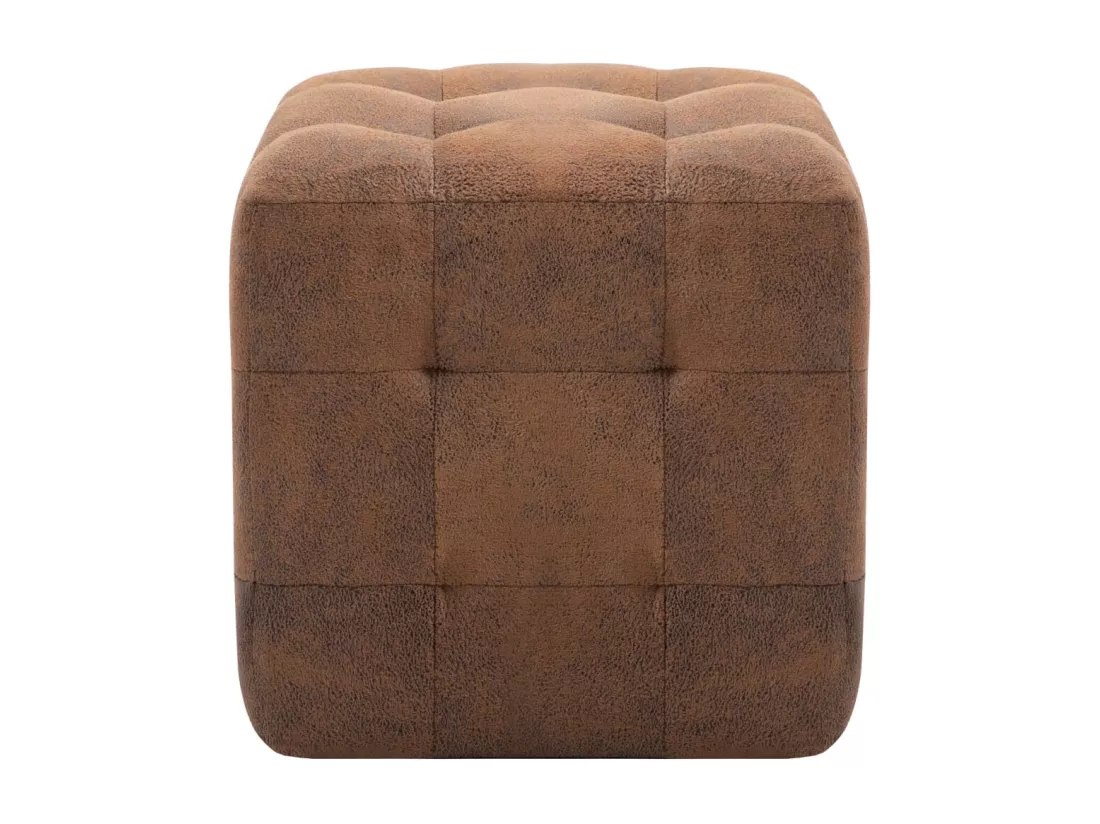 2 pcs Poufs Marron 30 x 30 x 30 cm Similicuir daim